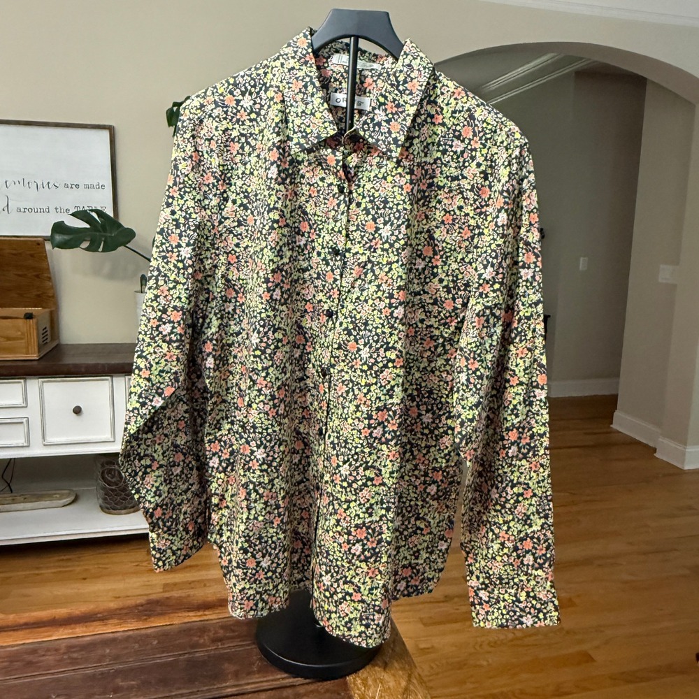 Orvis Womens 20 Floral Button Down Shirt Wrinkle Resistant Cotton Long Sleeve